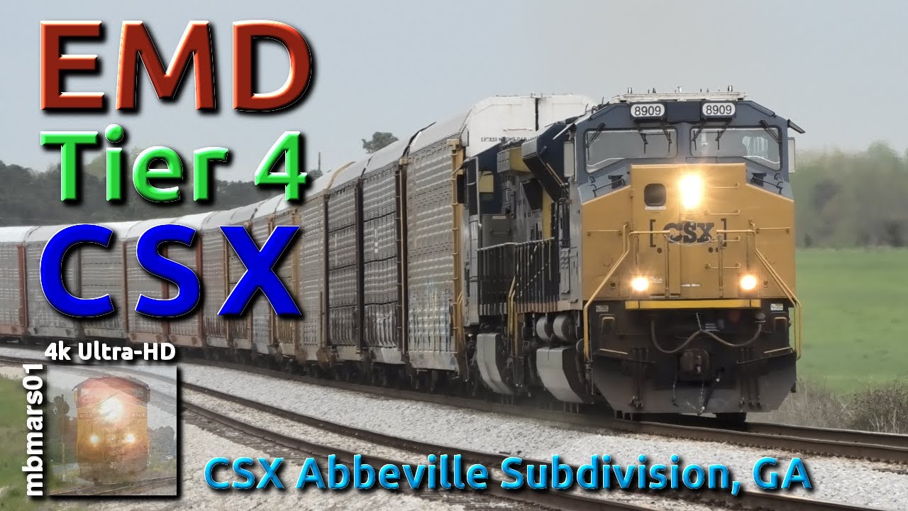[7U][4k] Rare EMD Tier 4 CSX Engine! Trains Meet on the Abbeville Subdivision, GA 03/22/2020