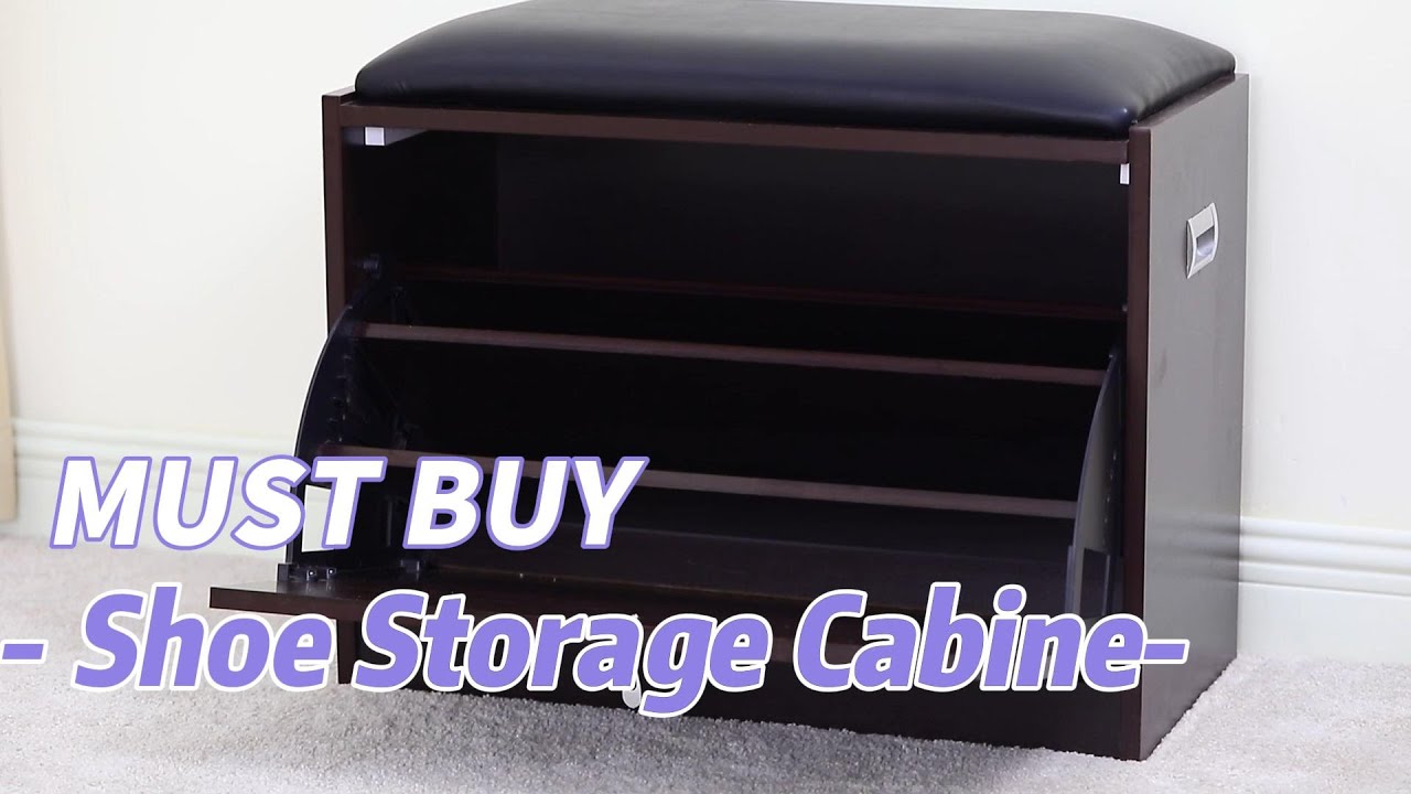 Shoe Storage Cabinet MDF Melamine With PU Stool