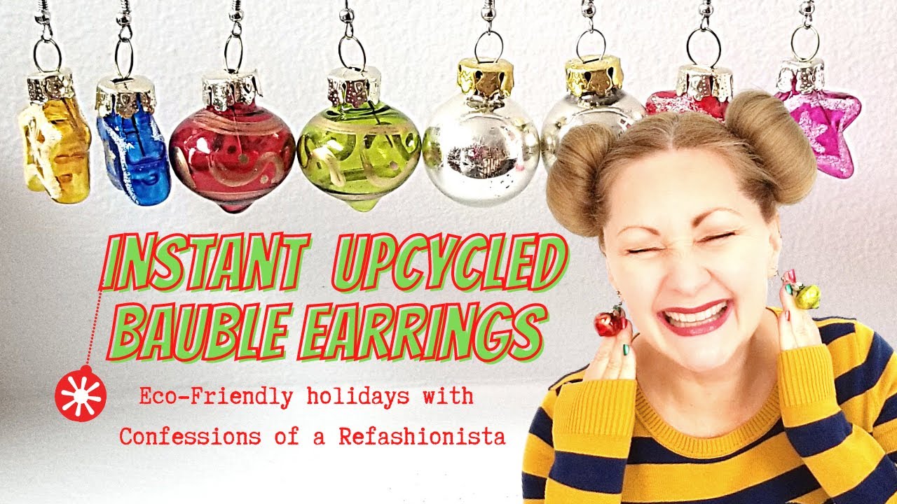 Easy Upcycled DIY Holiday Bauble Earrings