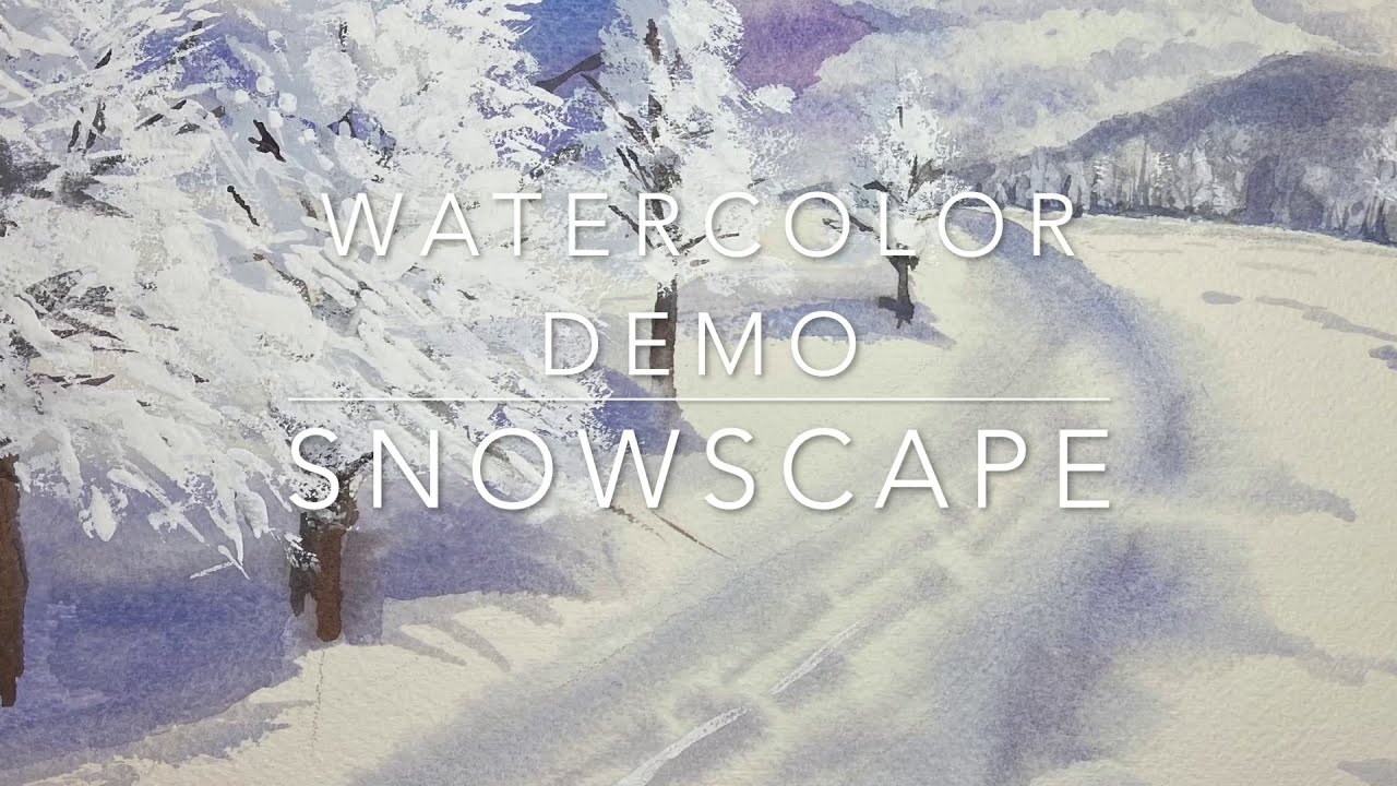 Watercolor Demo Snowscape using Dr.  Ph.  Martin's Bleed Proof White   HD 1080p