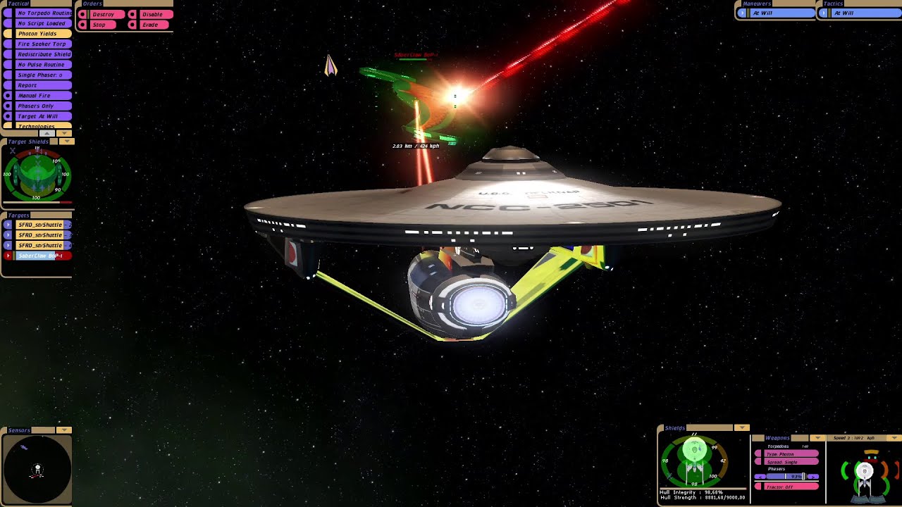 USS Belknap vs Romulan Bird of Prey | KM | Star Trek Bridge Commander
