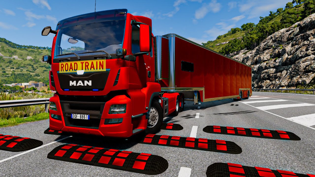 Trucks vs Upside Down Speed Bumps | BeamNG.DRIVE