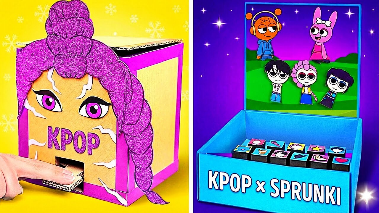 Мы сделали крутые картонные DIY в стиле KPOP ✨📦 Бумажный Sprunki стал fun crafts!