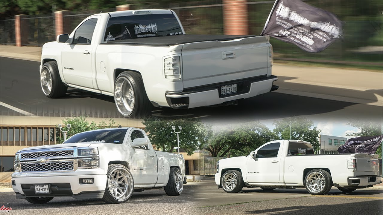 2014 Chevy Silverado Single Cab 1500 Dropped on American Force Wheels! 22x12s with 4/6 drop kit.