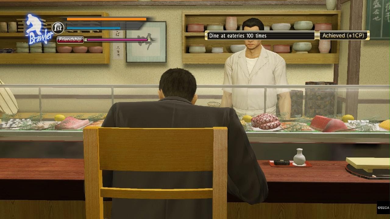 YAKUZA 0 Completion List: Dine at 100 entries
