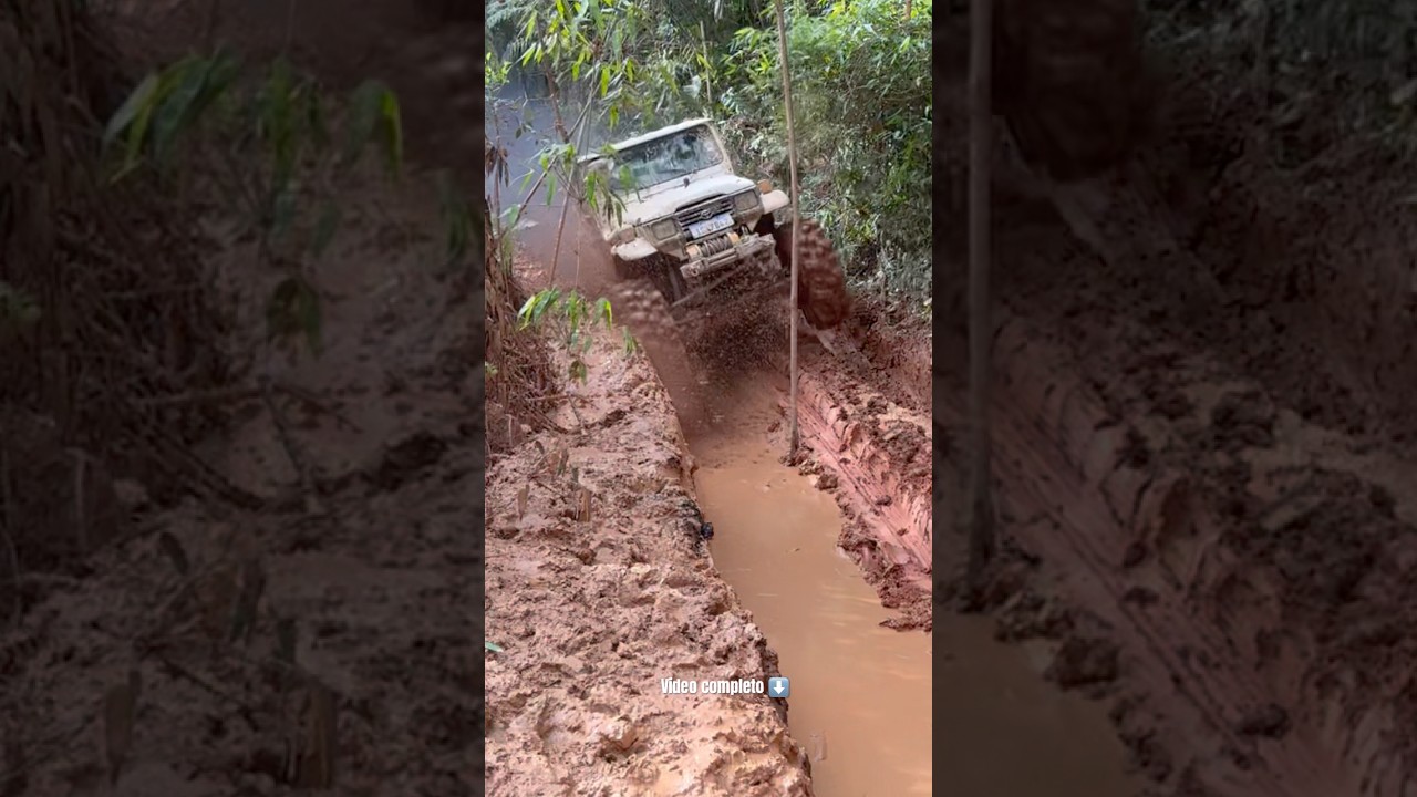 Toyota Bandeirante dando um Salto da trilha! #toyota #4x4 #bandeirante #14b #offroad #mud #jeep