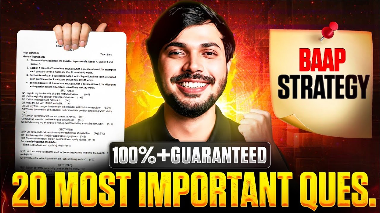 Physical Education 20 Most Important Questions [100% CONFIRMED]⚠️ Class 12 CBSE Boards 2025-26🔥