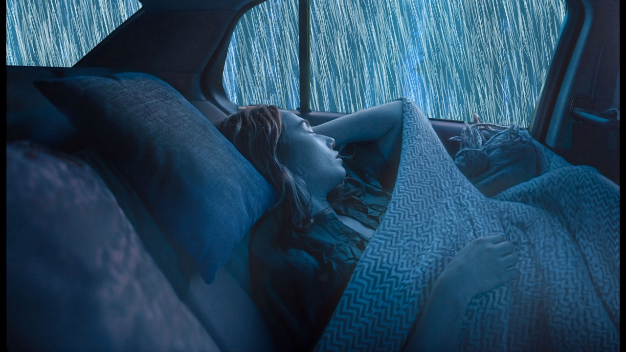 Fall Asleep Fast with Intense, Relaxing Rain on a Car in the Forest and Distant Thunder Sounds