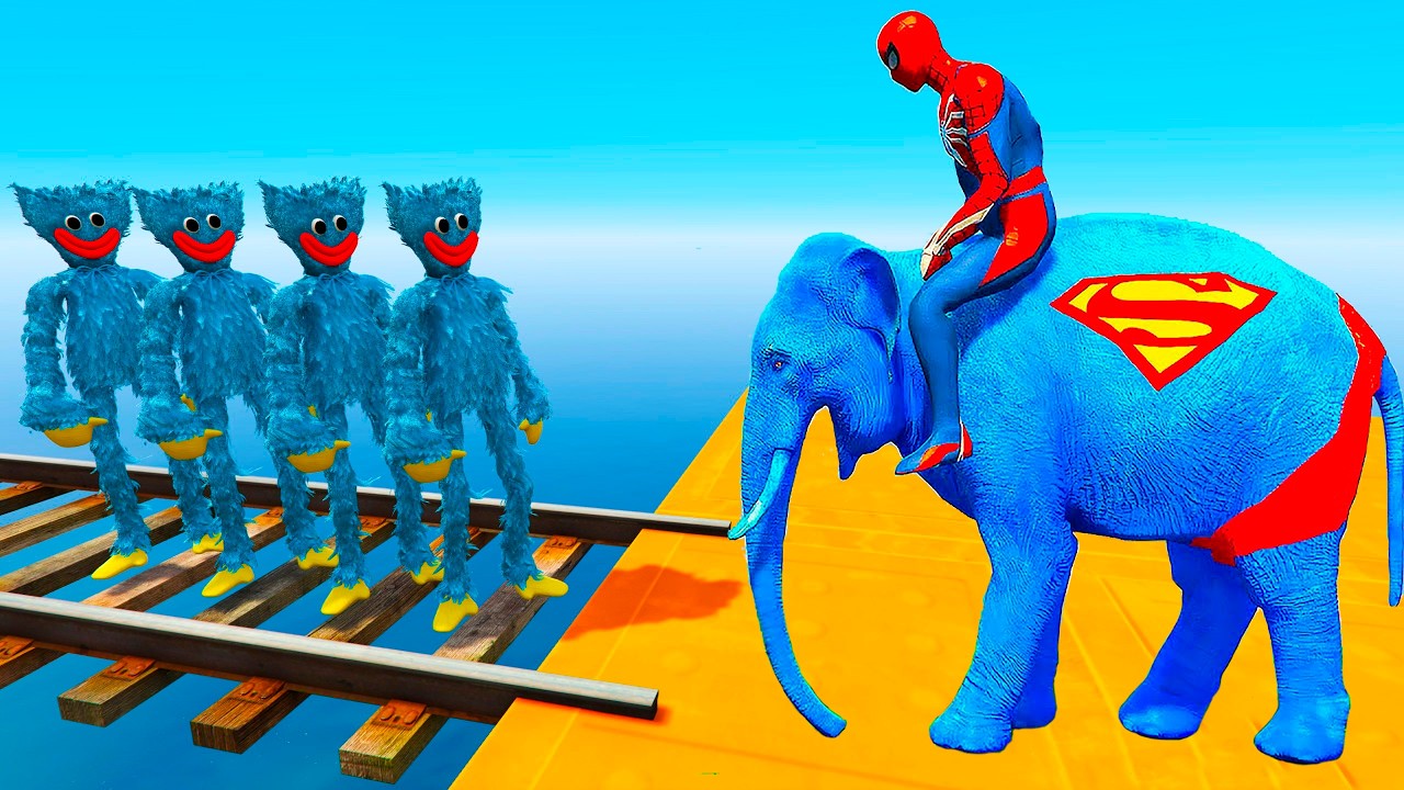 Long Slide Game With Elephant Gorilla Buffalo Hippopotamus Tiger - 3d Animal Game - Funny 3d Animals