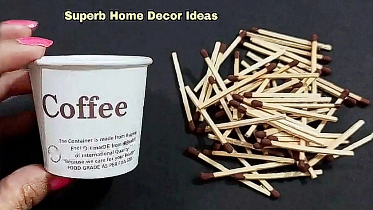 3 Amazing Home Decor Ideas using coffee cups and match sticks - DIY crafts using waste material