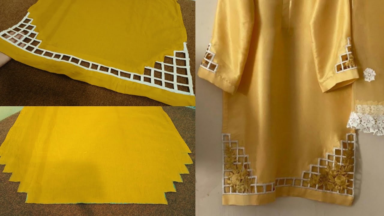 Stylish Cutwork Design With Dori/Daman & Sleeves Design/Dori Design/Cutting/Stitching/zunaira design