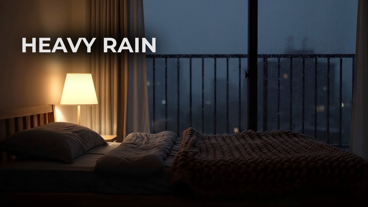 Heavy Rain Sounds at Night | Cozy Bedroom Window (No Music)