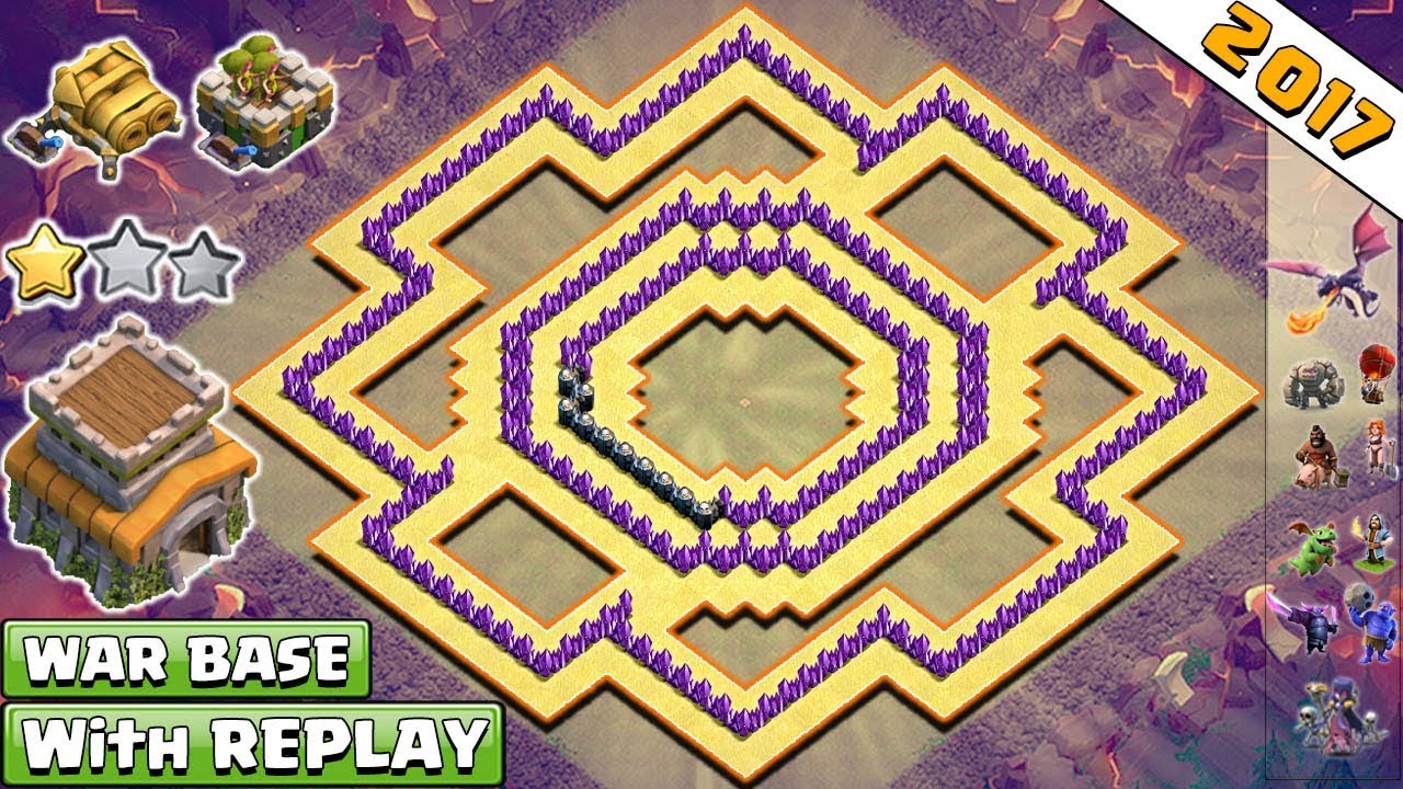 BEST! NEW Anti 2 Star Town Hall 8/Th8 Clan-War Base 2017 With REPLAY Proof Vs Anti Everything
