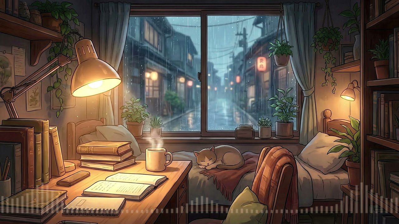 Quiet Rainy Night Lofi 🌧️Calm Background Music for Focus & Reading (No Lyrics)