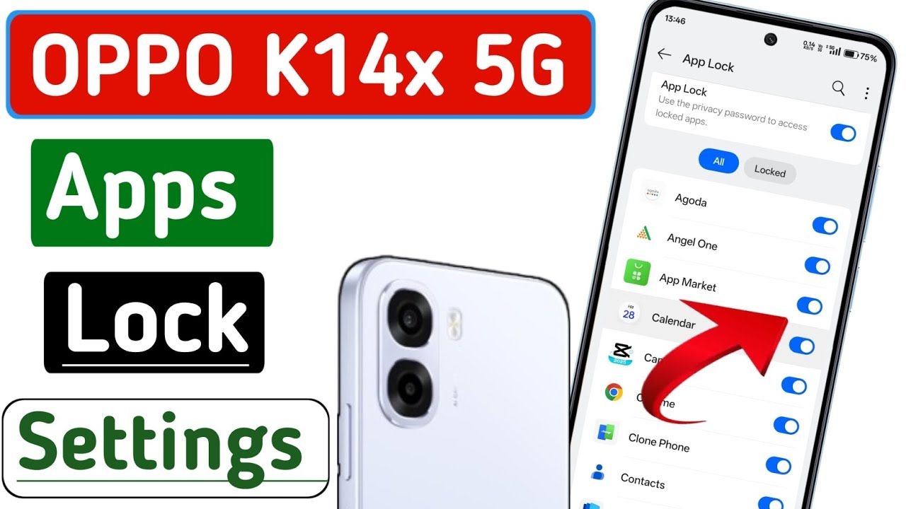 Oppo k14x 5g app lock settings ! oppo mobile mein app lock kaise kare ! app lock settings in oppo 