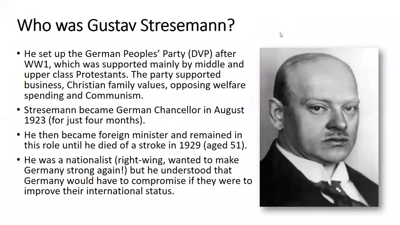 GCSE History - Germany - Lesson 6 - Stresemann 1924-1929