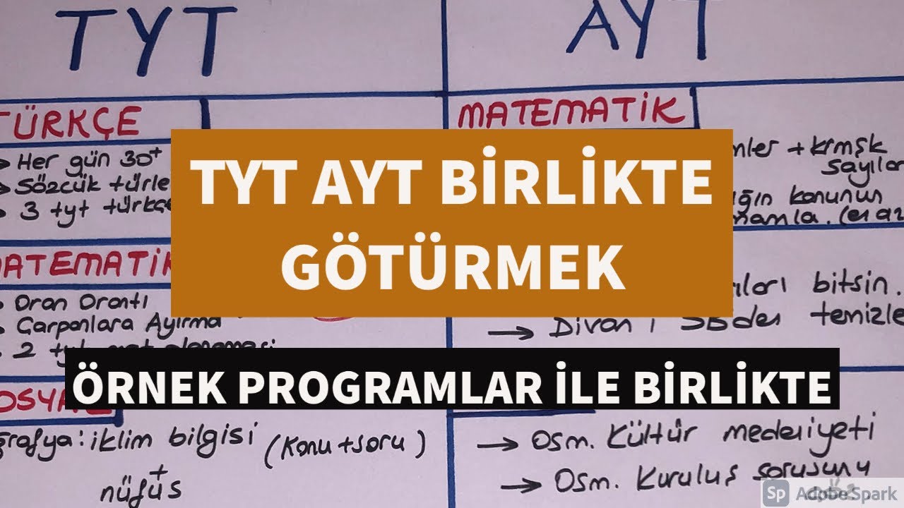 TYT AYT BİRLİKTE GÖTÜRMEK | Örnek programlar üzerinde anlatım #YKS2021