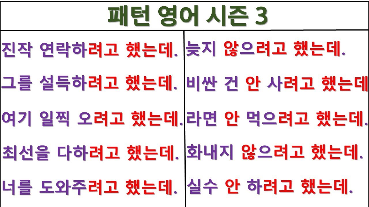 I tried to~(~하려고 했는데) / I tried not to~(~안 하려고 했는데) / 패턴영어 시즌3 (53일 째)