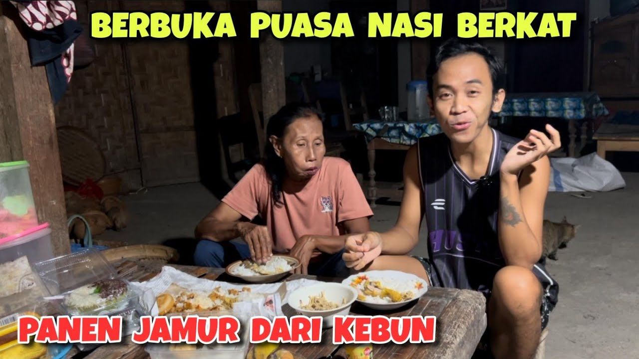 Emak Darti buka puasa masak jamur goreng ‼️ Rejeki nasi berkat dari tetangga