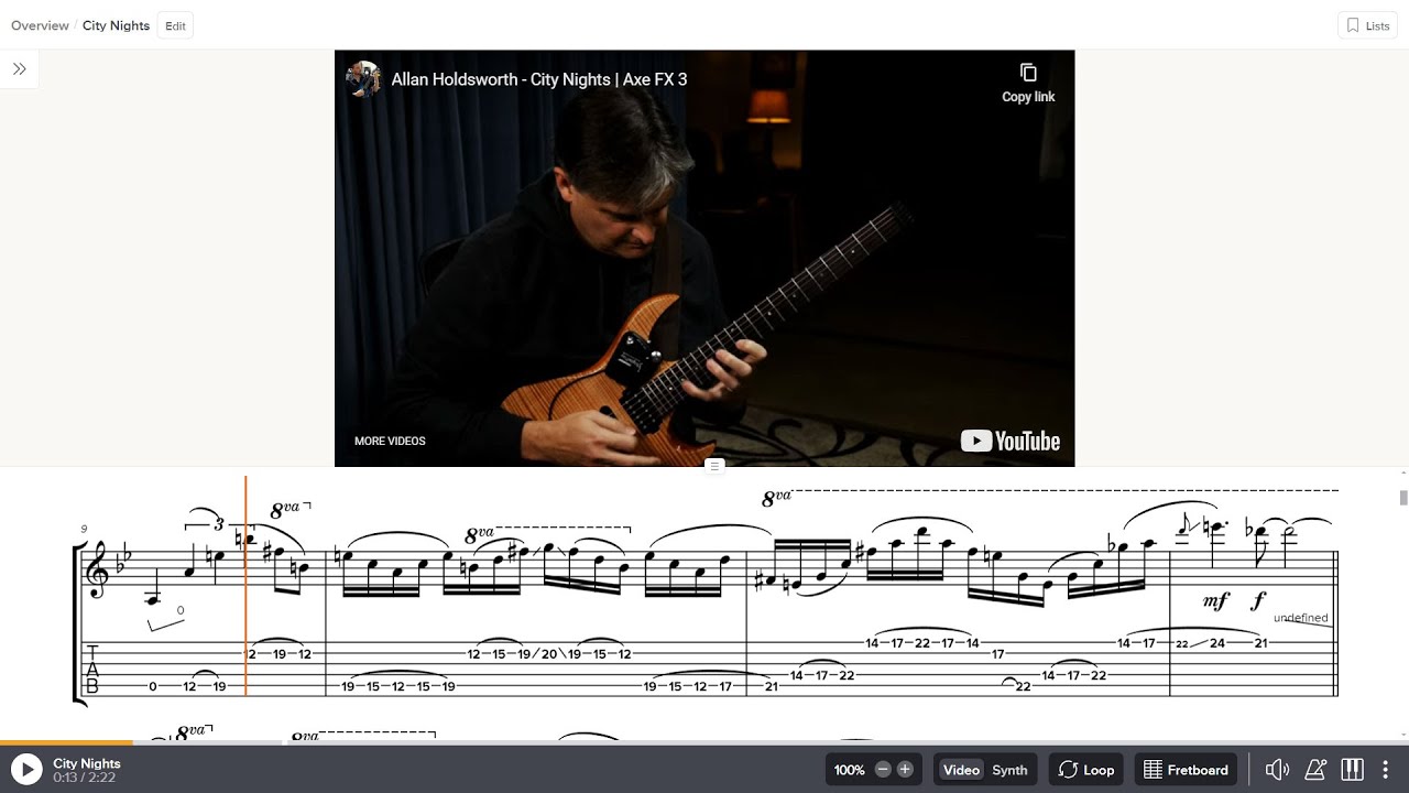 City Nights Transcription ( Allan Holdsworth )