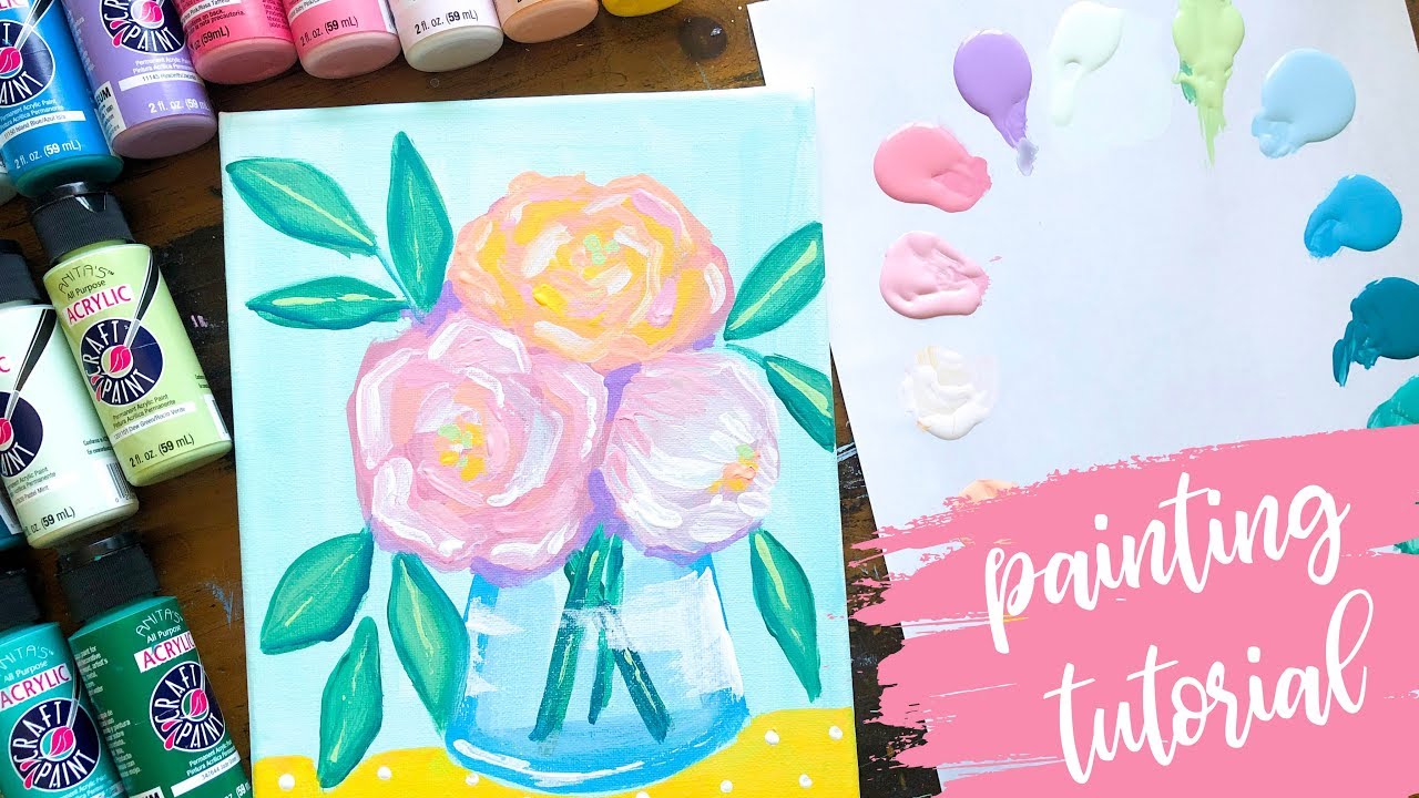 Easy Acrylic Painting Tutorial - Floral Bouquet (for beginners)