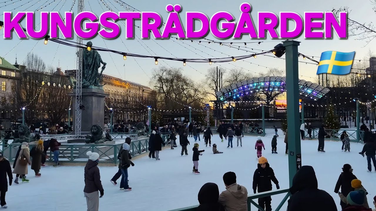 Stockholm 4K Winter Walk | From King's Garden to Kungsholmen | Kungsträdgården Iceskating