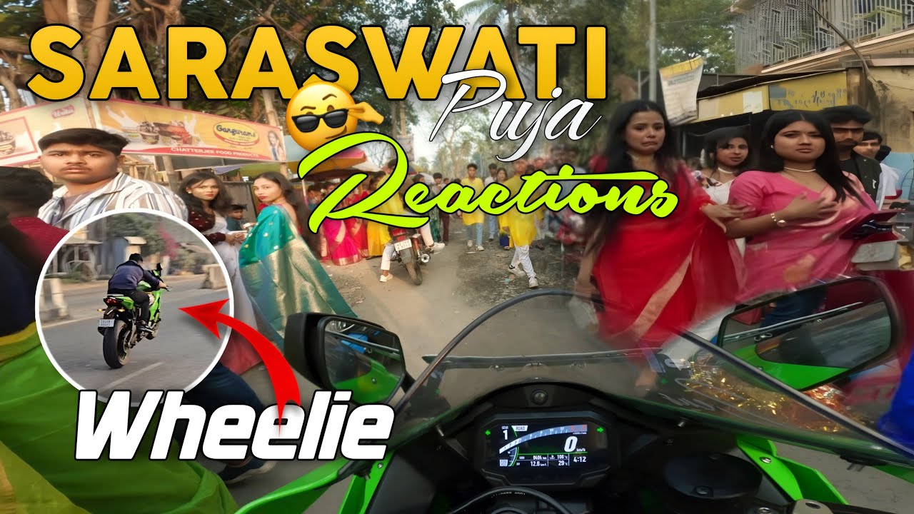Wheelie in Saraswati Puja Crowd 😲 | Public Reactions Went CRAZY 🔥