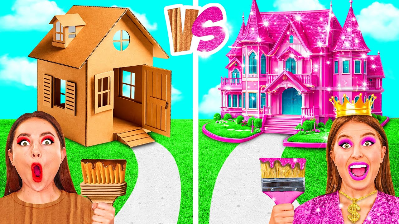 Къщи с Един Цвят Предизвикателство | Бедни Срещу Богати Срещу Ултра Богати