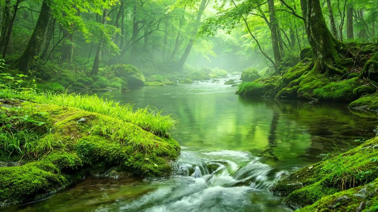 Natural Sleep Sounds, Gentle Forest Stream Flow and Birds Singing, Relaxing White Noise ASMR