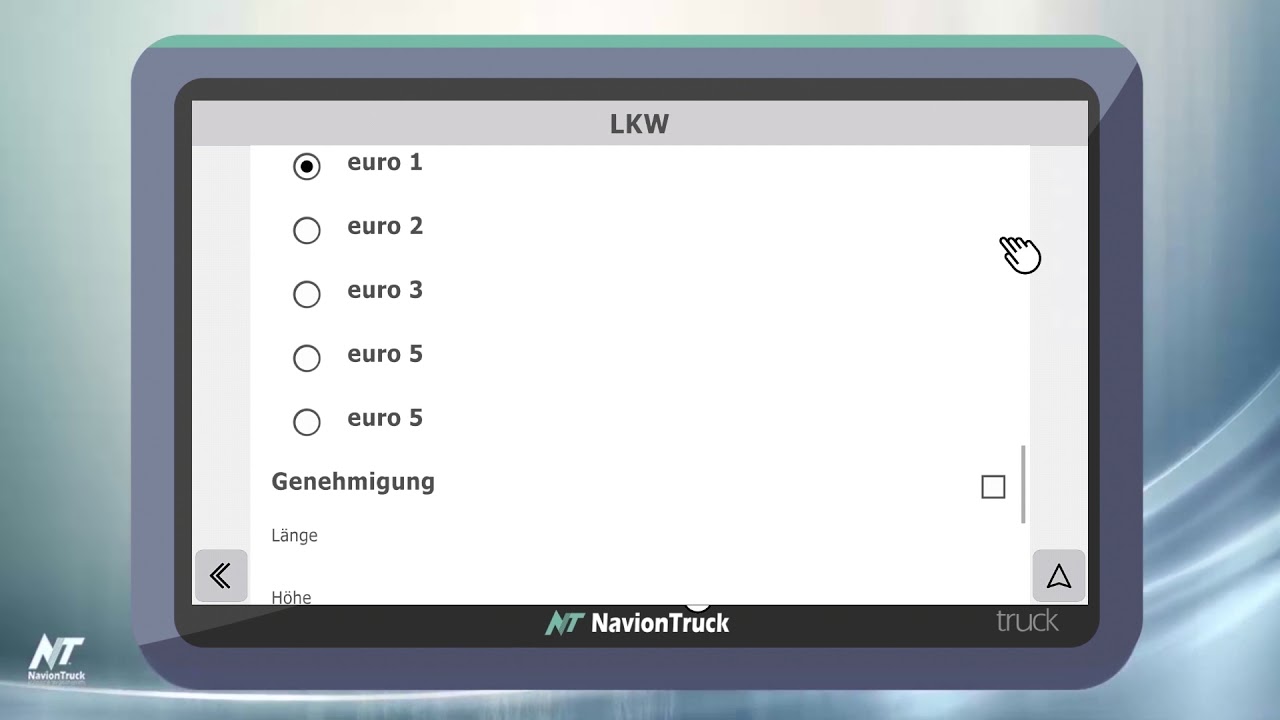 Konfigurationsparameter Fahrzeug - Navigationssoftware NavionTruck - auf Deutsch