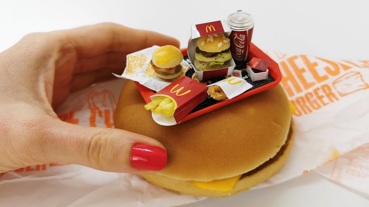 Real, but mini MCDONALD'S meal with BigMac, Cheesburger and Fries when You are on a diet! ASMR