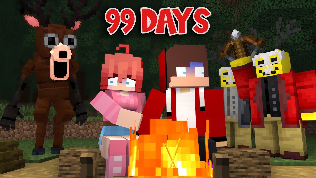 MAIZEN: JJ & SAYORI ЗАСТРЯЛИ НА 99 ДНЕЙ НА ОСТРОВЕ - Minecraft Animation