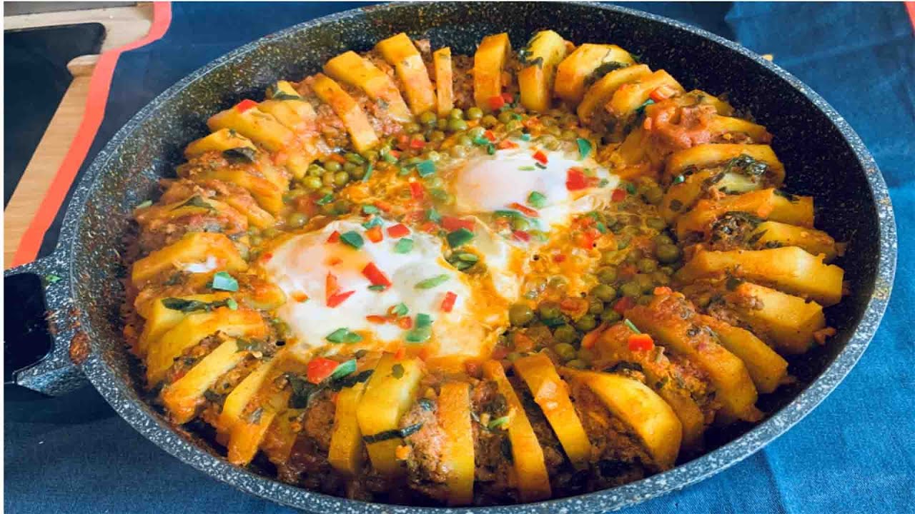 Tajine à la poêle très facile et rapide (kefta,pommes de terre,œufs)