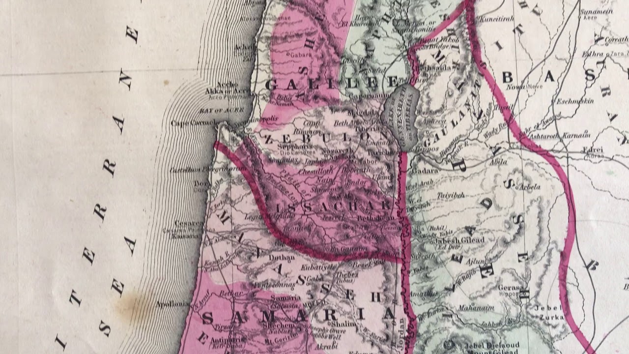 Palestine Holy Land Jerusalem 1864 Johnson & Ward decorative old map
