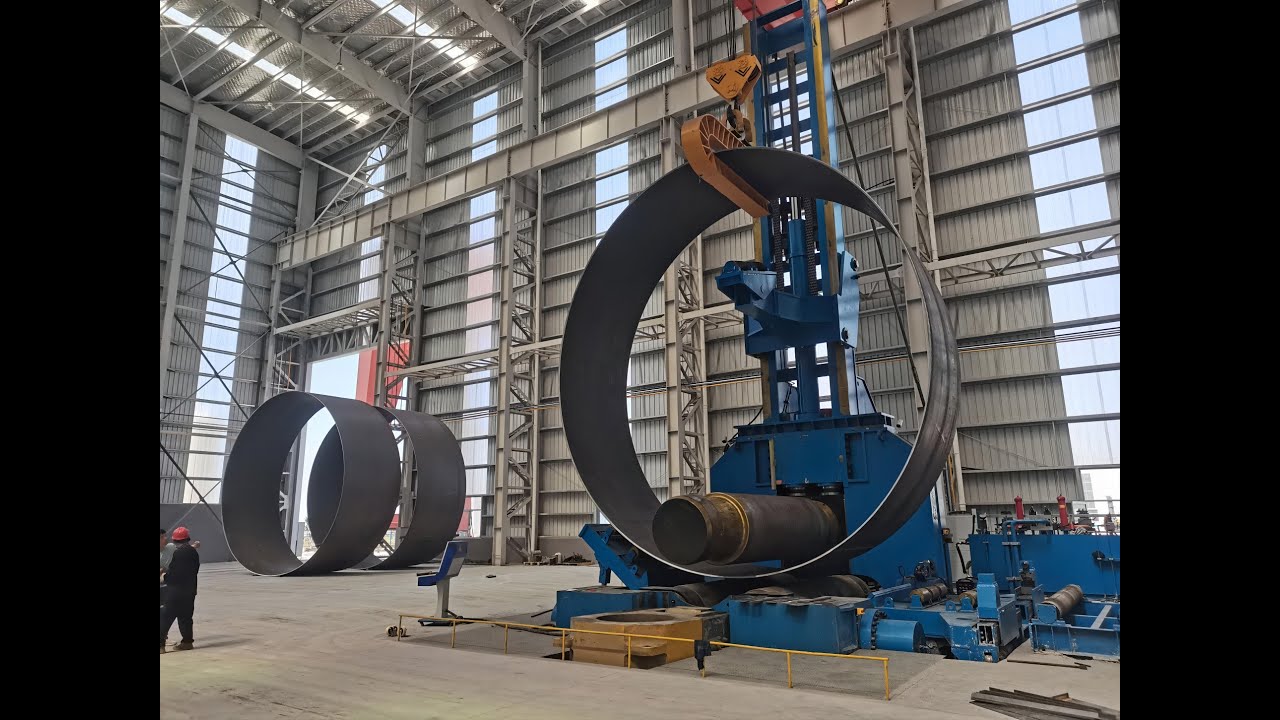 Whole Plate Rolling Process of Wind Turbine Tower Rolling Machining【Wind Tower Bending Machine】