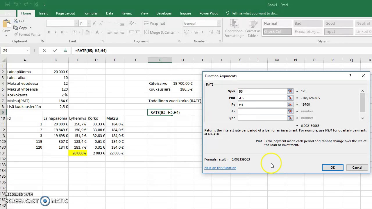 Todellinen vuosikorko
