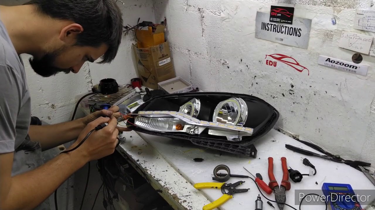 Drl e angel no gol G6 ,troca de led ruim por asx 60w