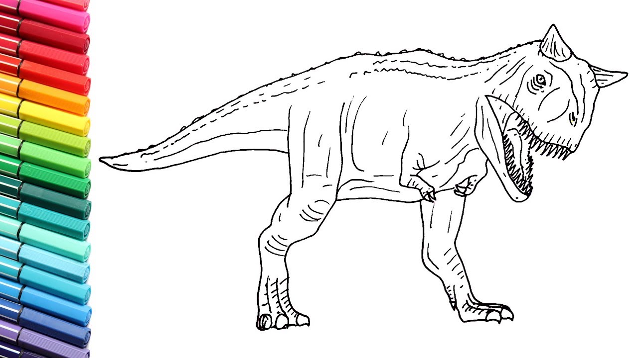 How to Draw The Carnotaurus From Jurassic World - Dinosaurs Color Pages for Children