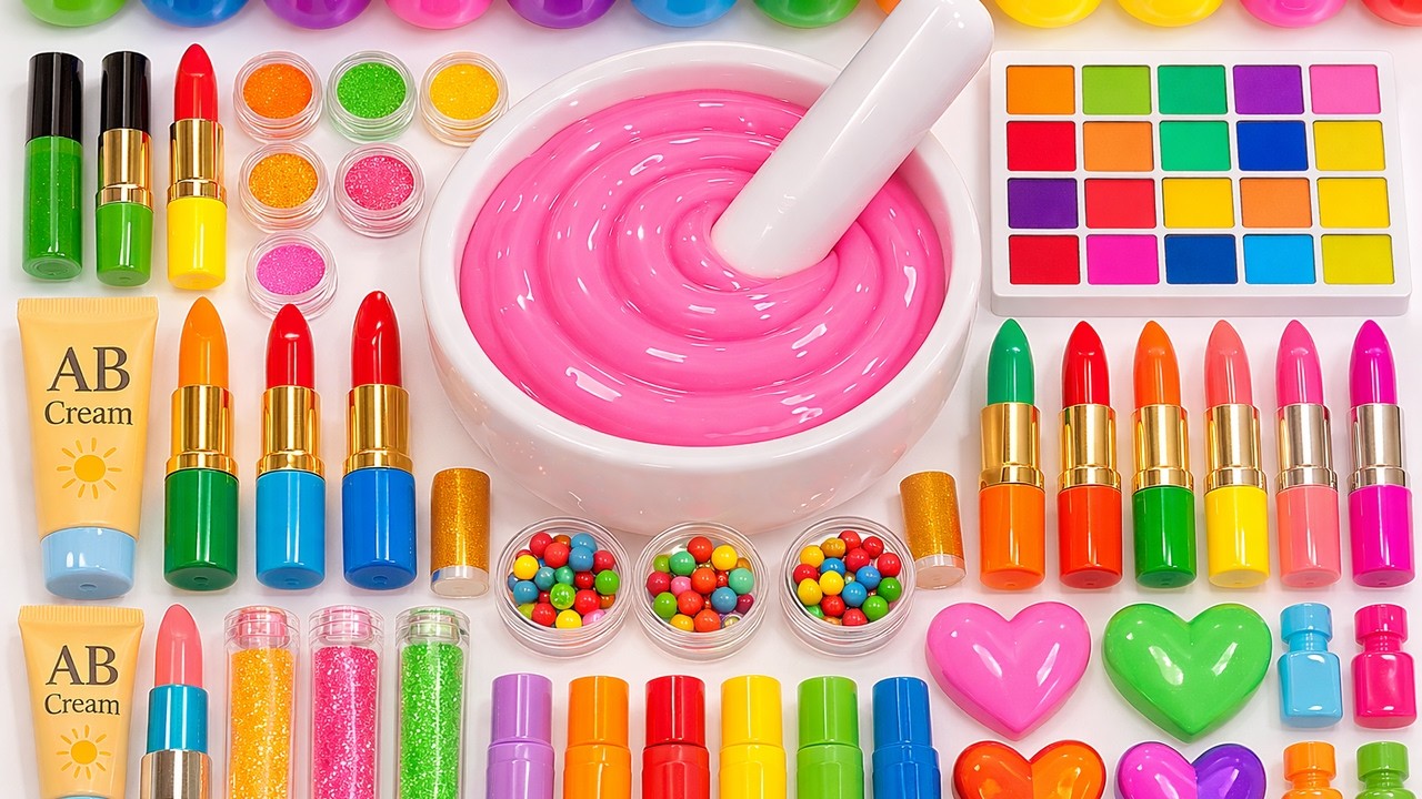 Satisfying Slime ASMR 🌈 DIY How To Make Blink Crunchy Slime Mixing Makeup Squishy Glitters Lipsticks