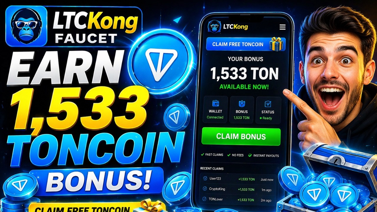 TONKONG BONUS 1,533 ? 💰 I tested the TON Toncoin Faucet