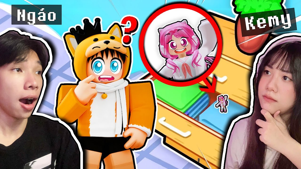 Ngáo Và Kemy Thử Thách TRỐN TÌM TÍ HON Xem Ai Bị Tìm Thấy Trước Trong Roblox 🤫😂