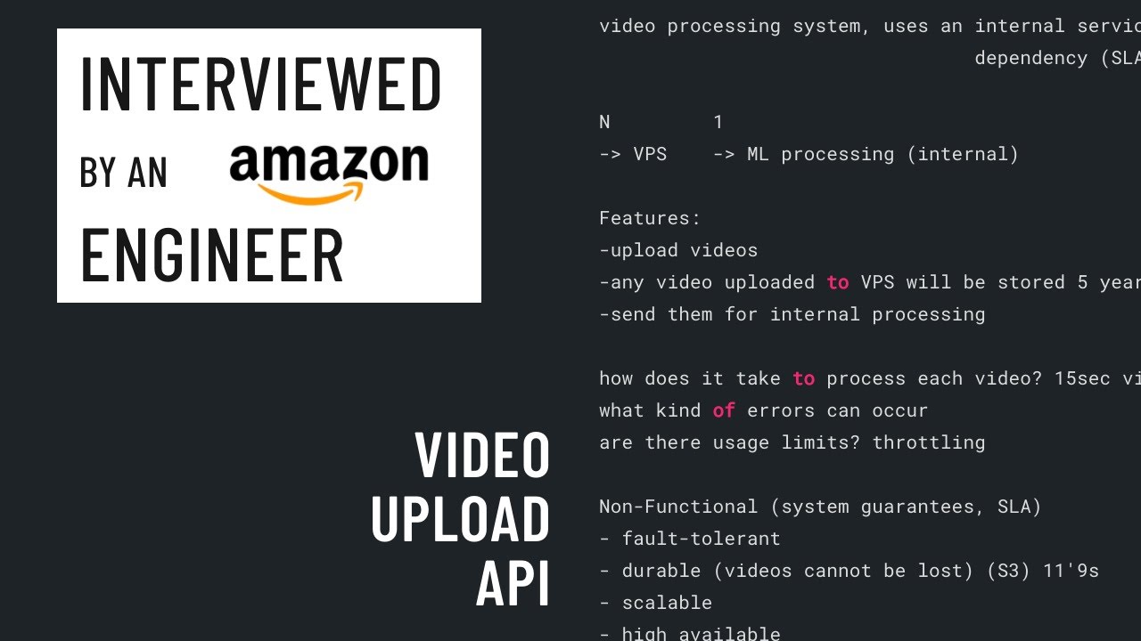 System Design interview with an Amazon engineer: Video upload API
