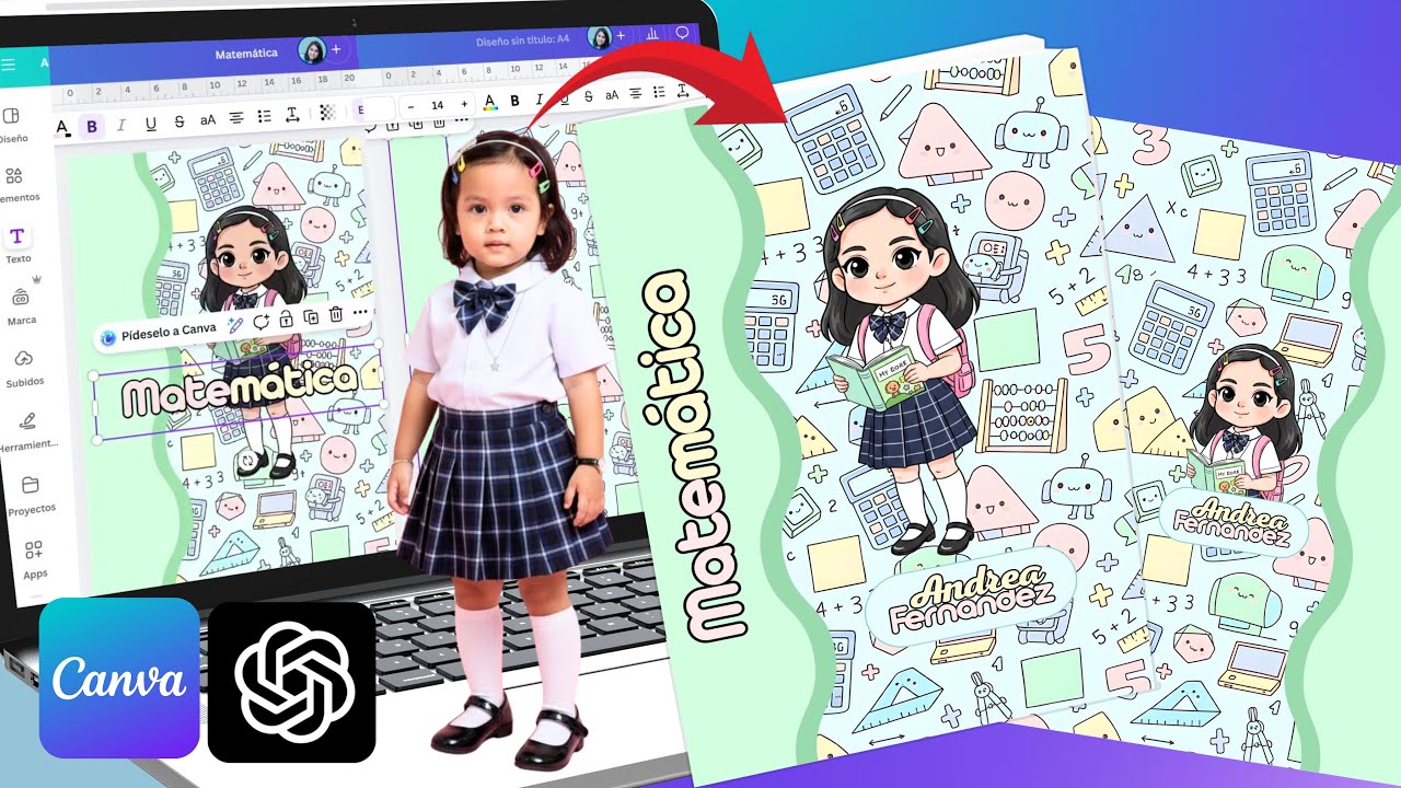 Diseña CARÁTULAS para CUADERNOS ESCOLARES personalizados con IA GEMINI, CHATGTP y CANVA GRATUITO