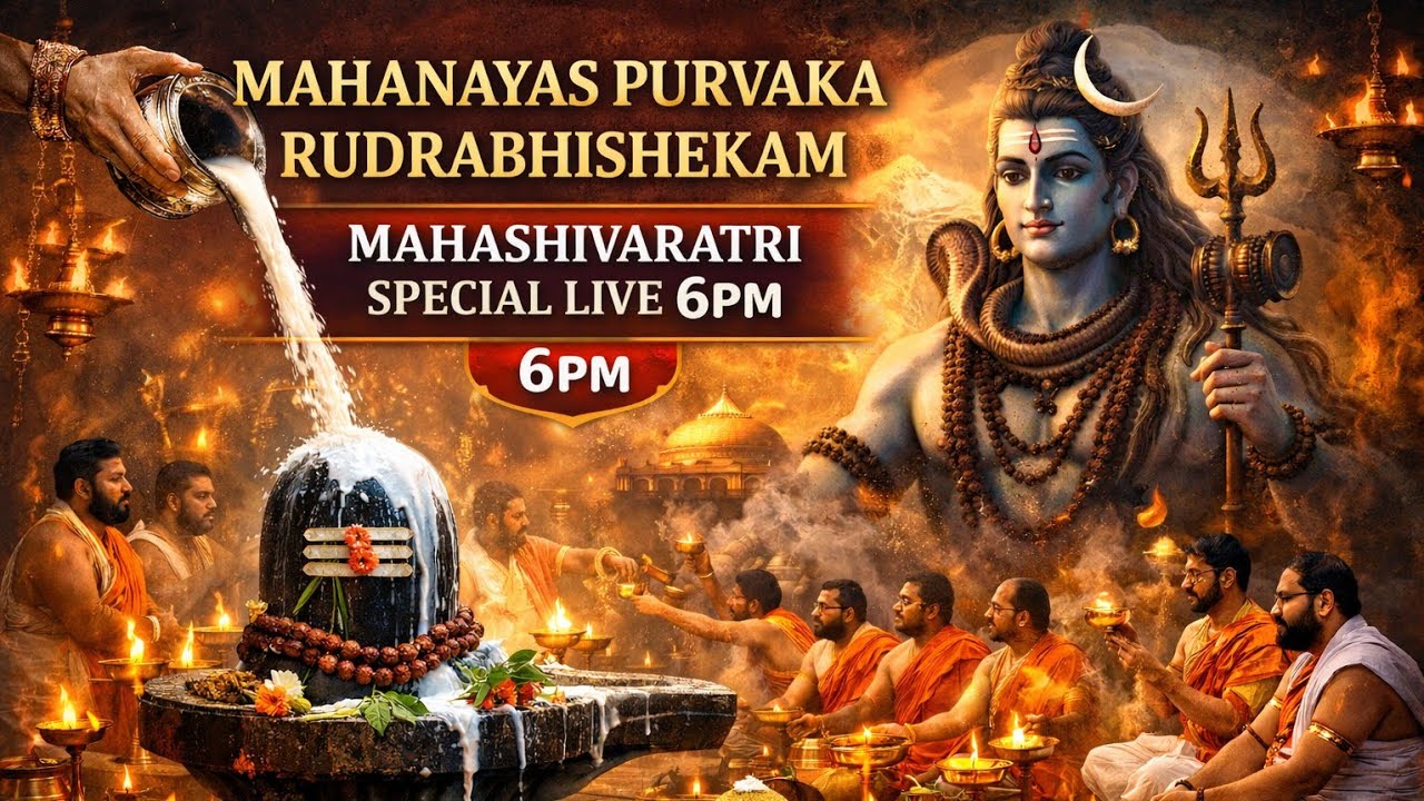 మహాశివరాత్రి సందర్భంగా మహాన్యాస పూర్వక రుద్రాభిషేకం జరుగుతున్నది live 6 pm