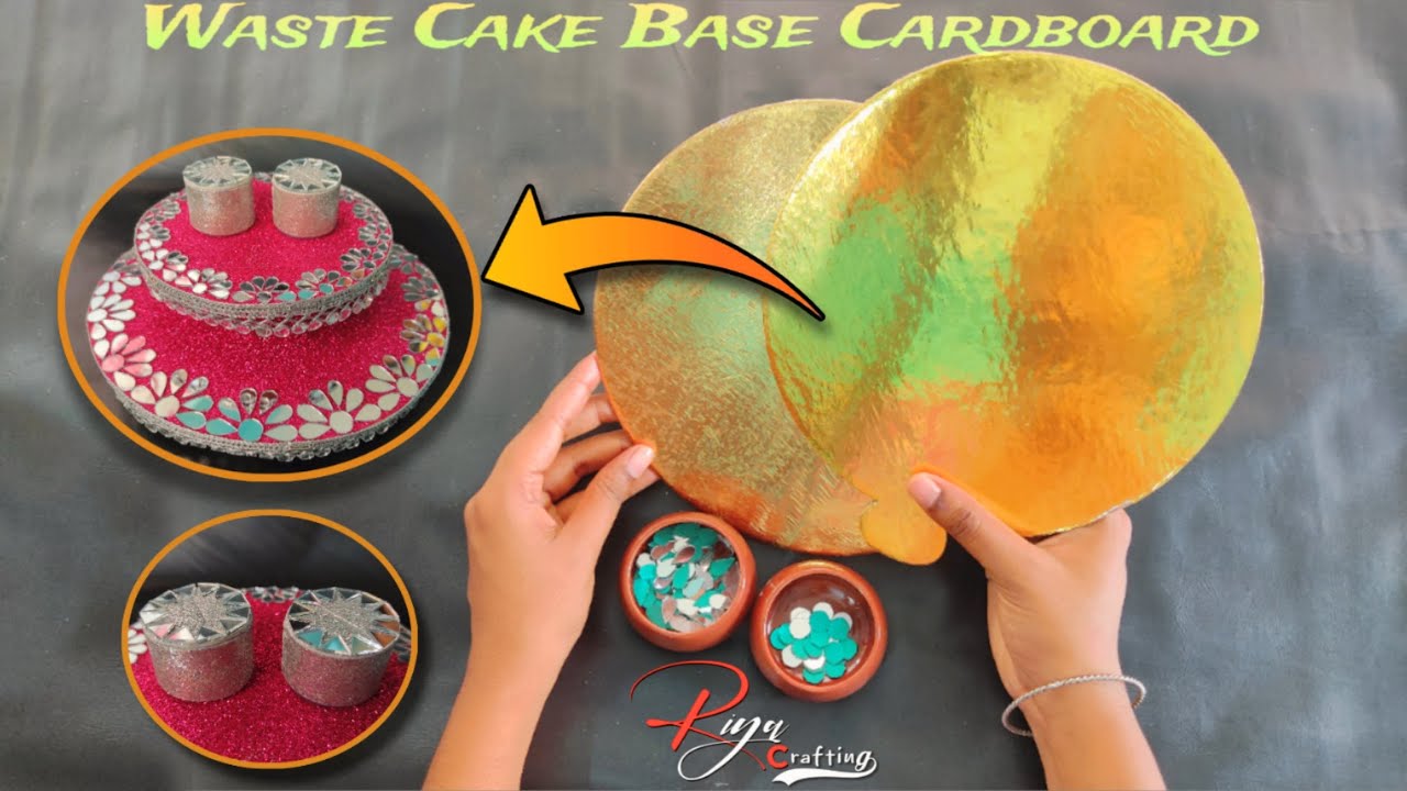 How to reuse cake base cardboard || Waste Cake Base Cardboard Se Engagement Plate Banaye || #cake