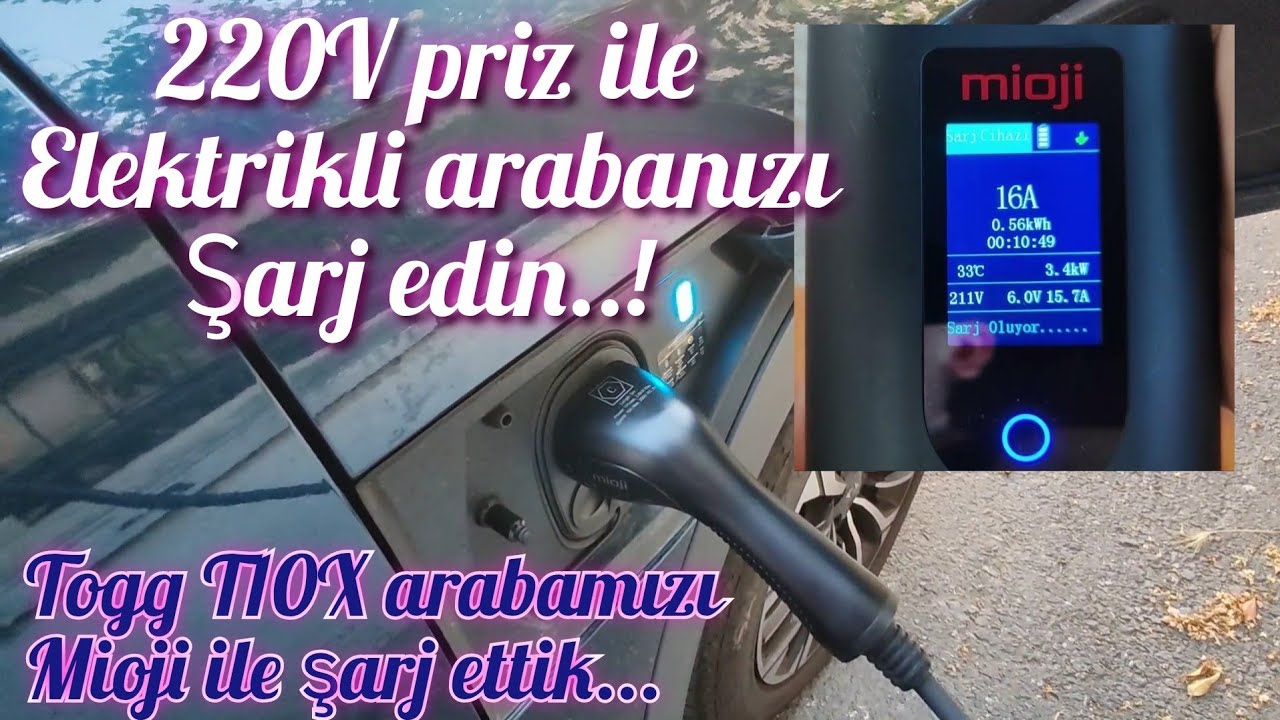 220V Ev prizi ile araba şarj edilir mi? // Mioji Mio ev tipi şarj cihazı İncelemesi #sherman
