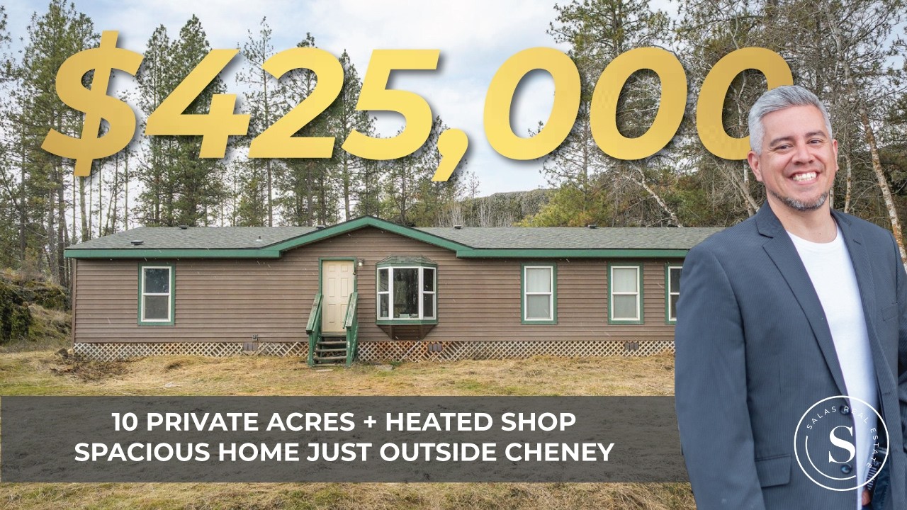 10 Acres in Cheney WA | 4 Bed Home + Heated 24x30 Shop | Private Rock Wall Backdrop