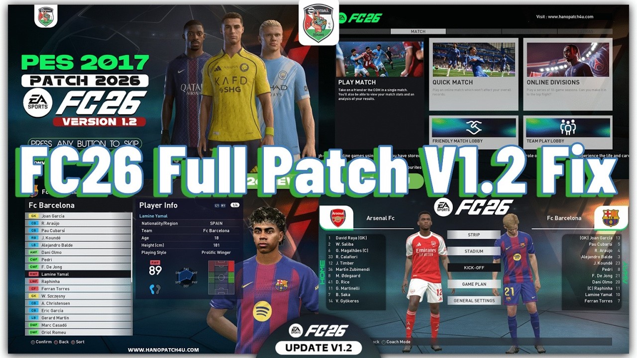PES 2017 FC26 Полный патч V1.2 Исправление ошибок