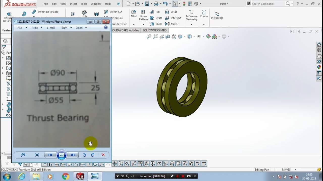 THRUST BEARING | PART 14 | CRANE PULLEY BLOCK ASSEMBLY | SOLIDWORKS