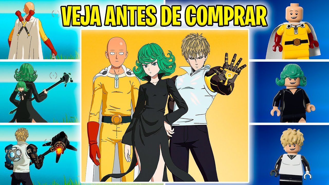VEJA ANTES DE COMPRAR PACOTÃO ONE-PUNCH MAN (SKIN SAITAMA, TATSUMAKI, GENOS) One Punch Man Fortnite